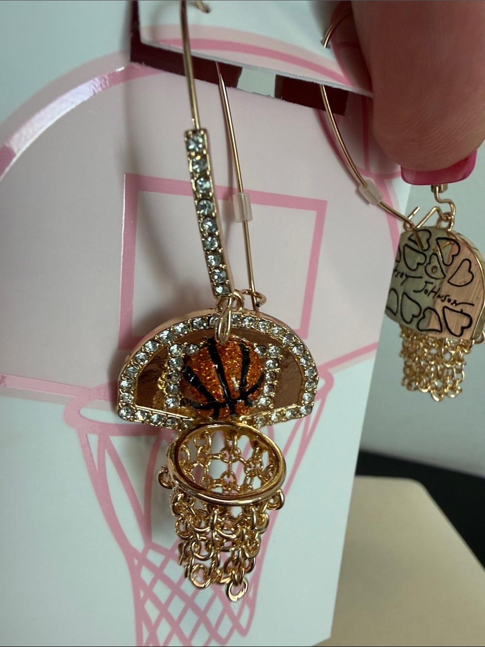Betsey Johnson | Basketball Hoop Earrings with Rhinestones 🏀 - Picture 3 of 10